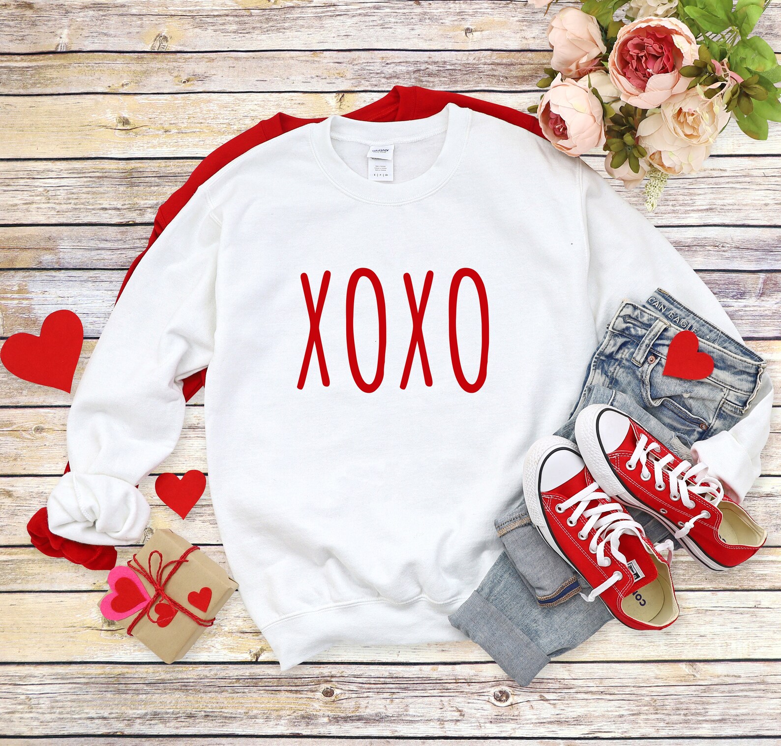 XOXO Womens Valentines Day Sweatshirt Love Sweatshirt Hugs Etsy UK