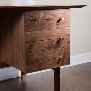 Solid Walnut Mid Century Modern Desk | Writing desk | Office Desk