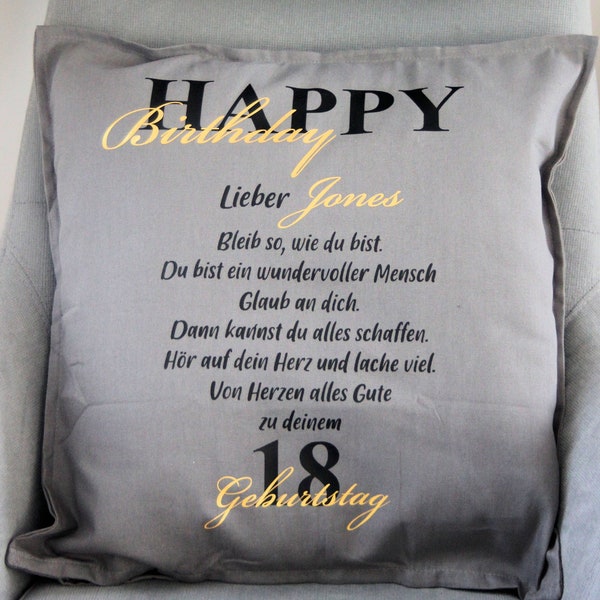 Kissenbezug Happy Birthday personalisiert| Kissenhülle bedruckt | Geburtstagskissen | Kissenbezug Geburtstag personalisiert | Dekokissen