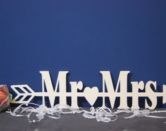 Holzschild Mr & Mrs | Hochzeitsschild | Schriftzug für die Hochzeit | Schild