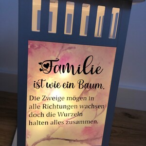 Laterne Familie wie Baum Licht Laterne mit Spruch Bild 3