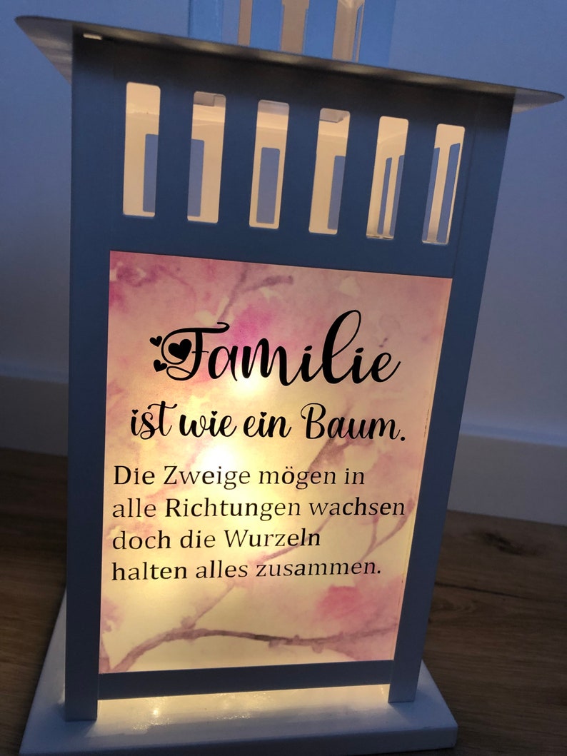 Laterne Familie wie Baum Licht Laterne mit Spruch Bild 3