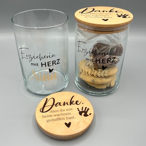 Geschenk Erzieherin Vorratsglas mit Holzdeckel Erzieherin