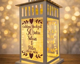 Goldhochzeit Laterne – personalisiert | 50 Jahre Liebe – individuelles Geschenk