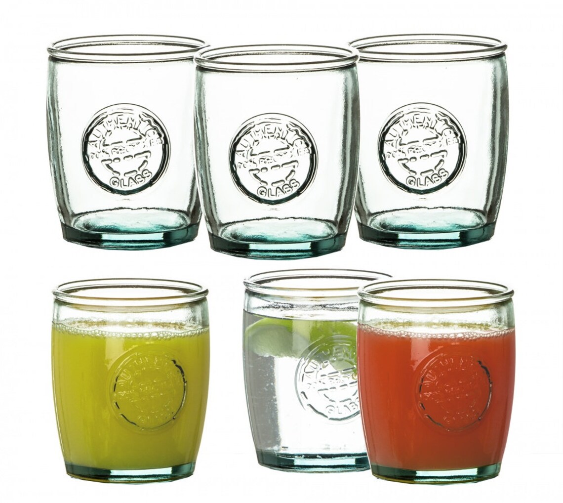 6 drinking glasses 400 ml from recycled glass made in Spain Etsy