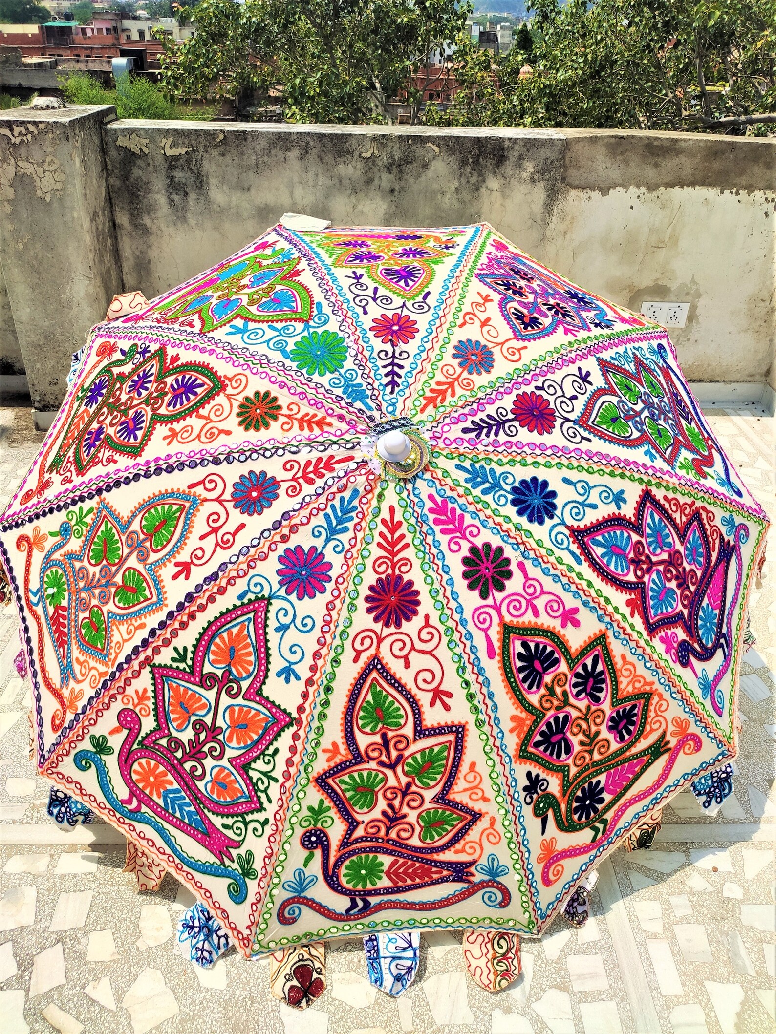 Vintage Garden Decorative Large Umbrella Sun Shade Cotton | Etsy
