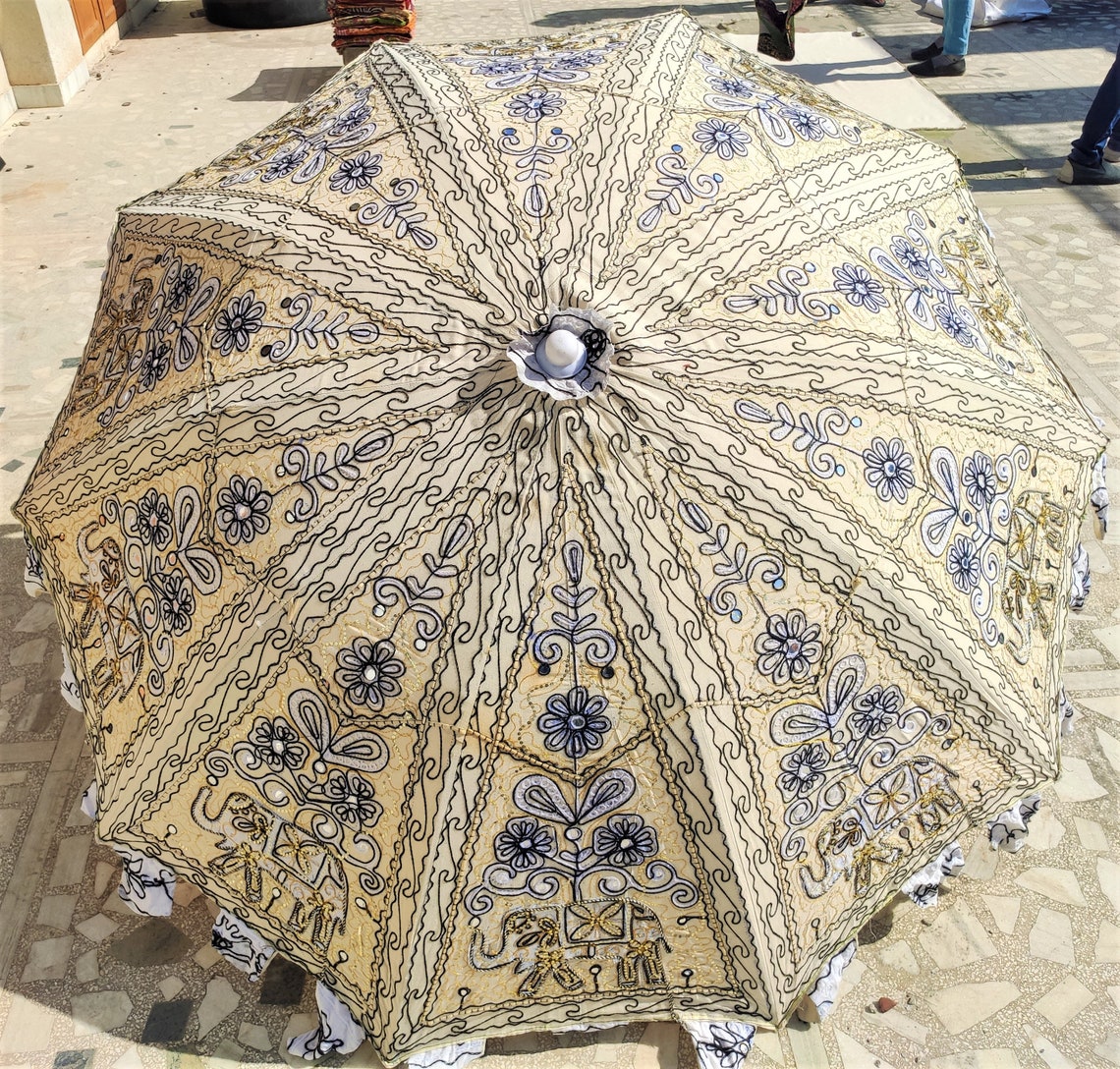 Vintage Garden Decorative Large Umbrella Sun Shade Cotton Etsy UK