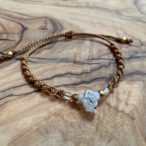 Herkimer Diamond Macrame Bracelet: Adjustable