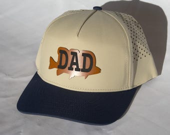 Gorra de pesca con parche de cuero para papá - Regalo del Día del Padre - Gorra de pescador para actividades al aire libre