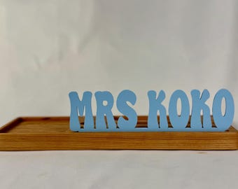 Organizador de escritorio de madera personalizado, regalo para profesores, soporte para nombre colorido