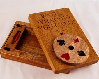 Caja de caoba para euchre / Caja de regalo para padrinos de boda / Regalos para casa nueva / Naipes personalizados