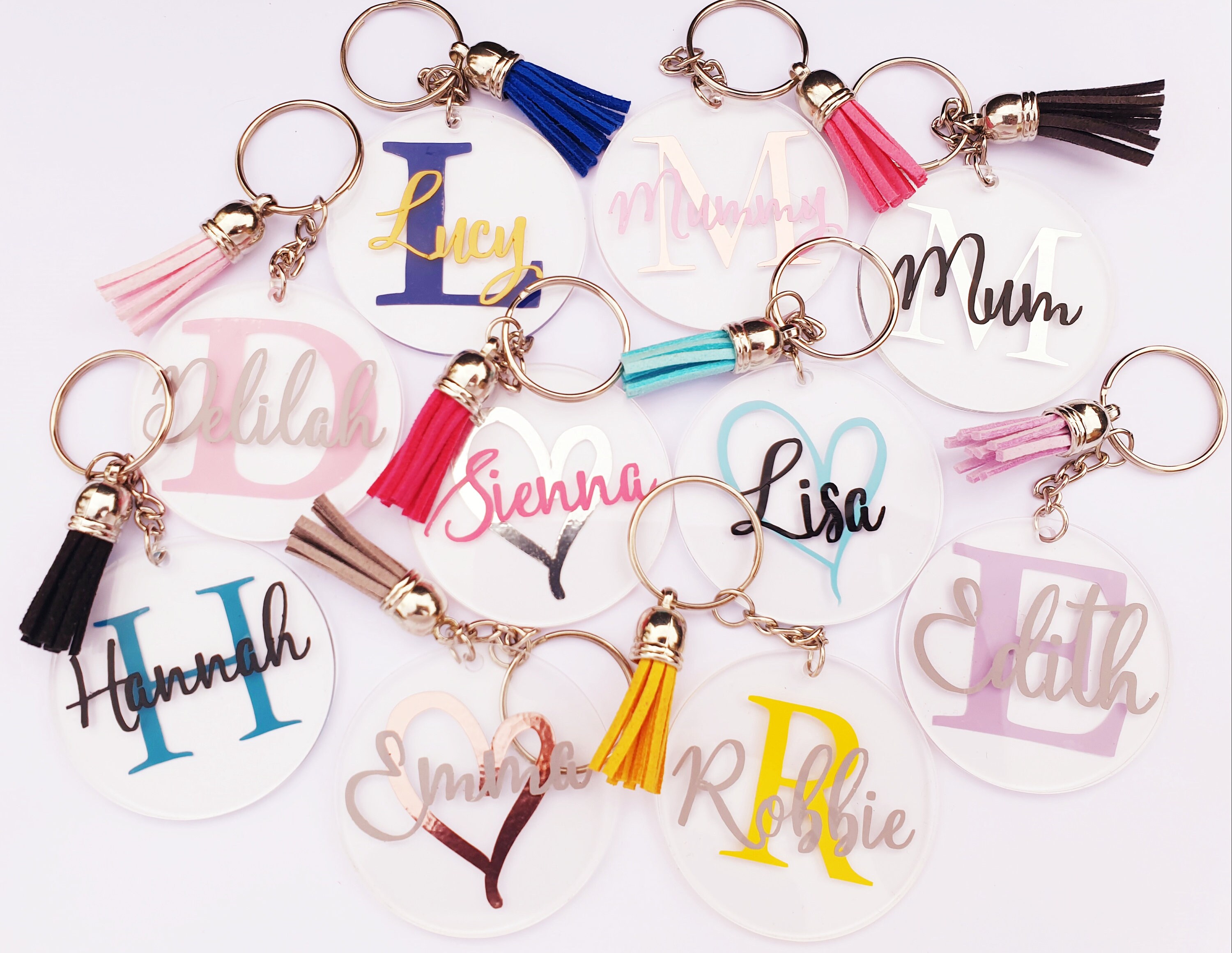 Personalised Name/Initial Keyrings Lunchbox name tags Bag Etsy