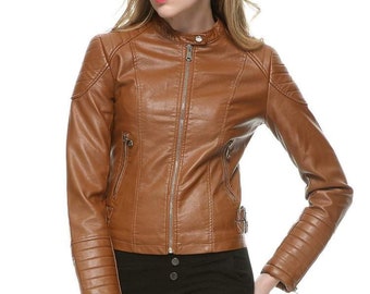 Sale Sm 70s Leather Jacket Buttery Soft Light Tan Beige Real Leather Genuine Button Front Button Up High Neck Gathered Sleeves Shoulders Clothing Women S Clothing Valresa Com