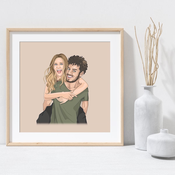 Custom Cartoon Couple Portrait, Anniversary Wedding Gift (Digital File)