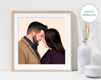 Engagement gift / Wedding gift / Custom Couple portrait / cartoon portrait / personalized portrait / drawing from photo