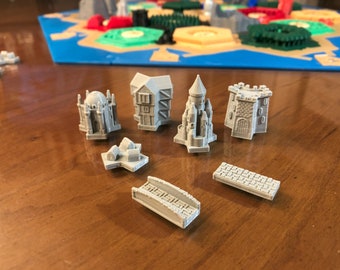 Settlement and Road Pieces compatible with Settlers of Catan, STL File for 3D Printing