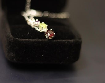 Handmade Pendant,925 Sterling Silver Pendant W/Chain Natural Garnet,Peridot,Amethyst -Mothers Day,Graduation,Engagement,B’Day,Gift For Her,