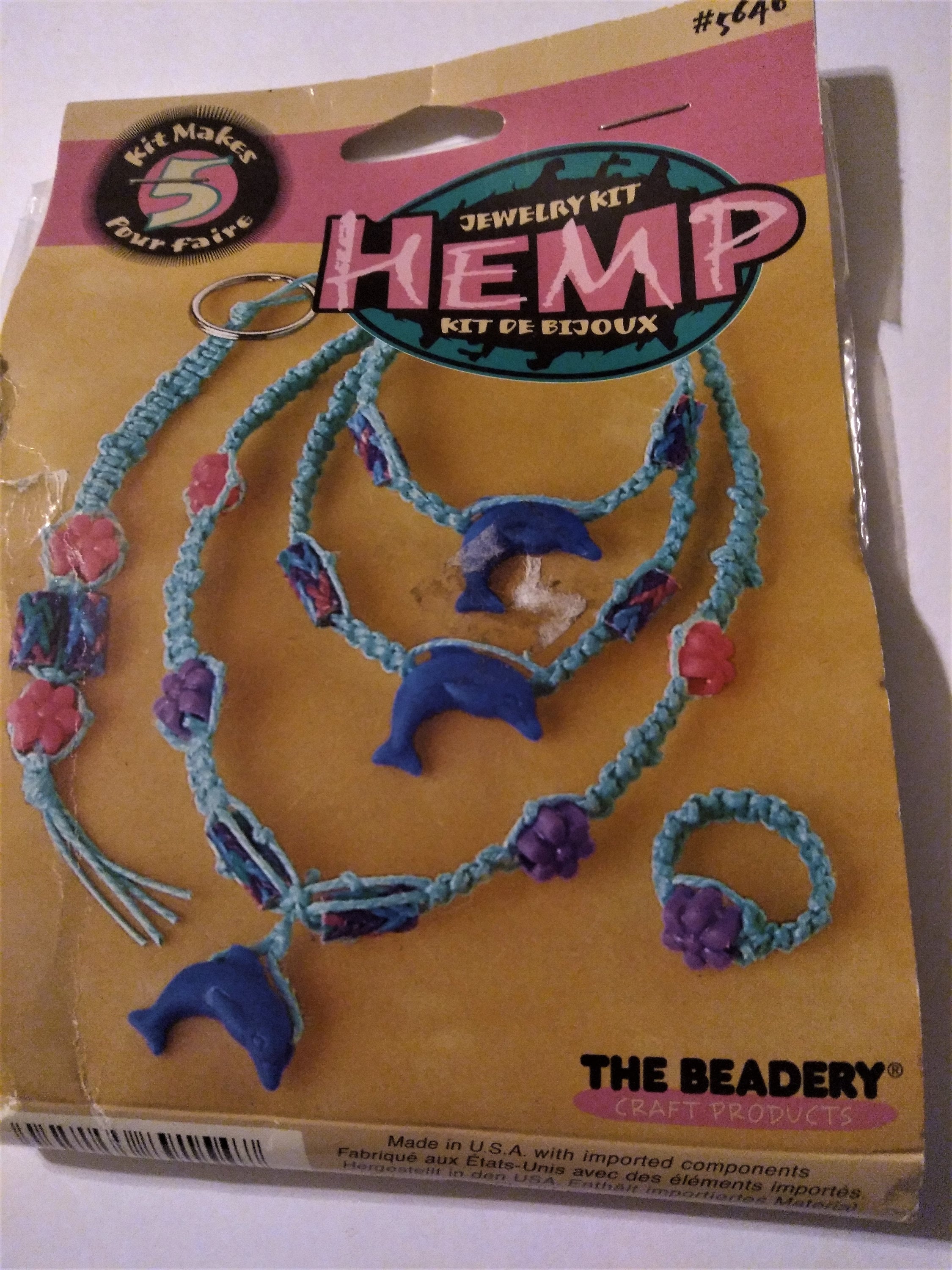 Vintage the Beadery Hemp Rope Jewelry Set Kit Makes 5 Pieces With