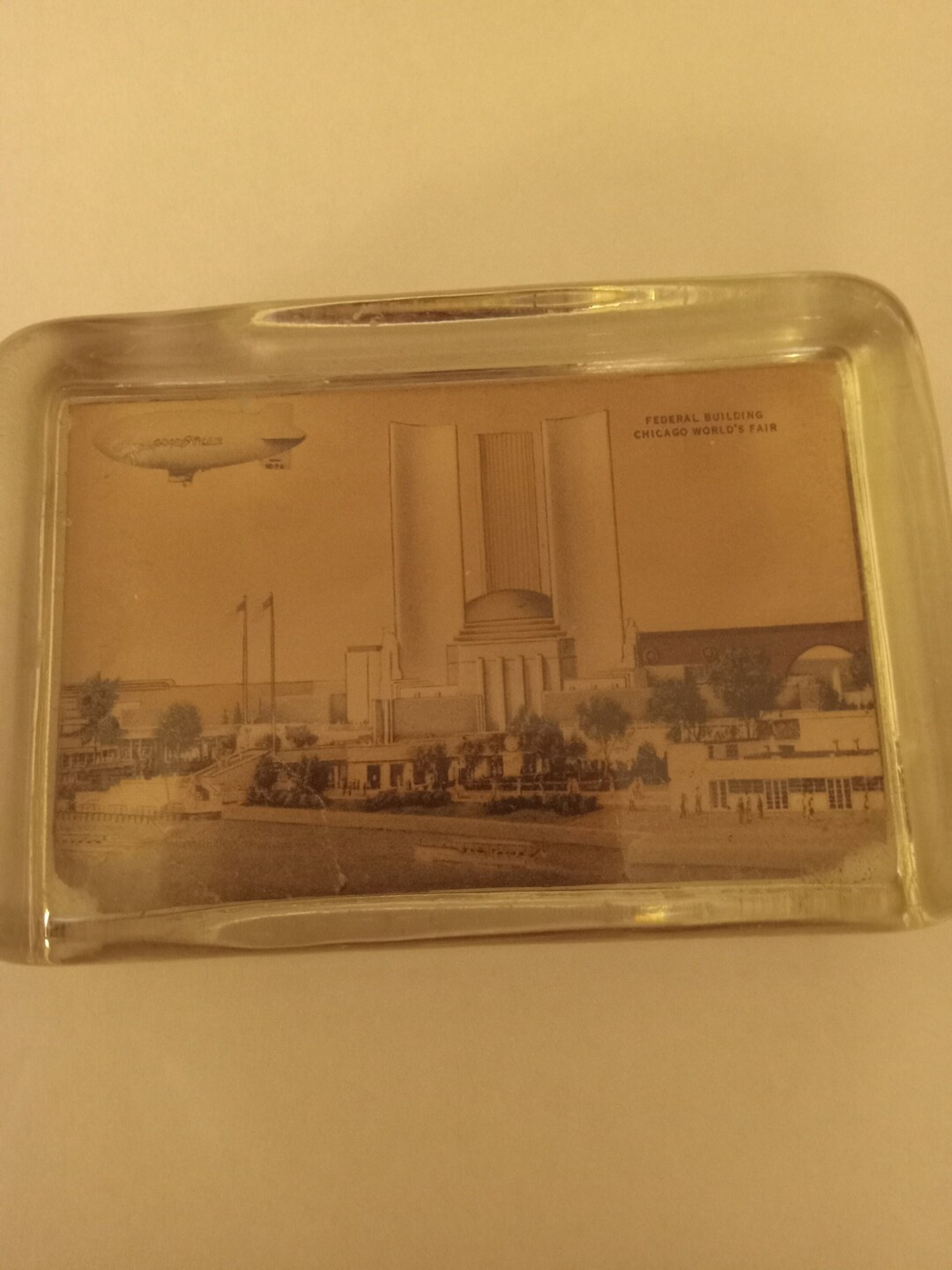 Rare 1933 1934 Chicago Worlds Fair Glass Paperweight With Goodyear ...