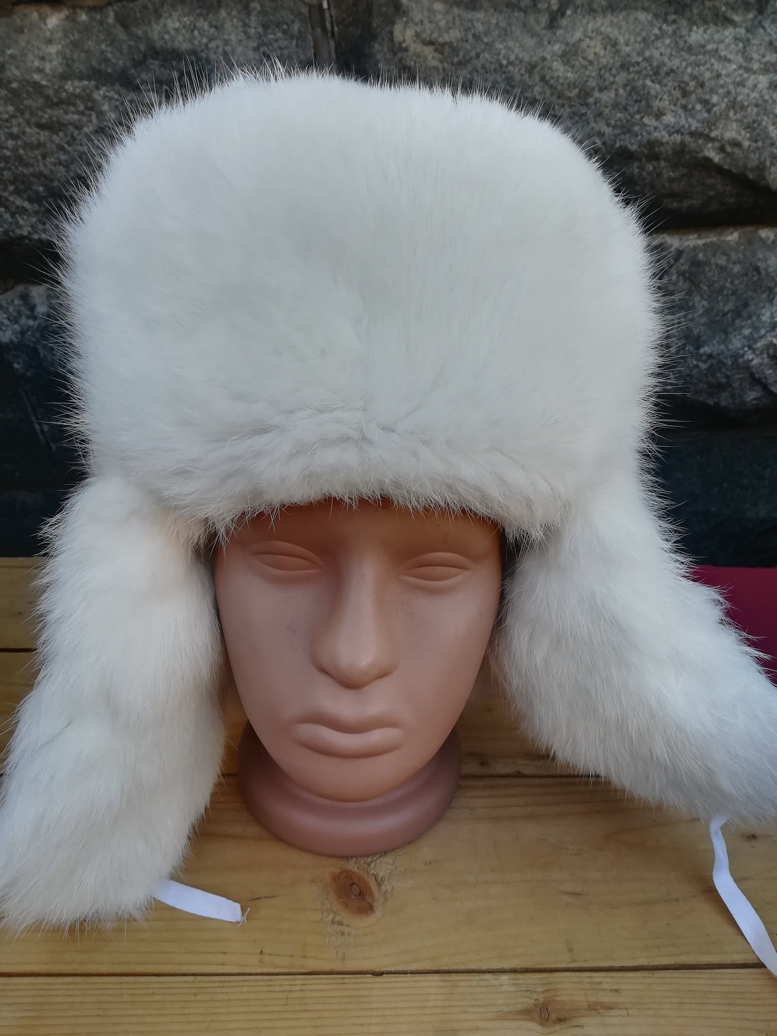 Fur hat with ear flaps Rabbit fur hat Unisex Soviet Vintage Etsy