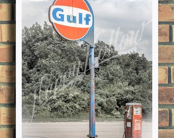 That Good GULF Gasoline Oil Service Station Gas Pump 12" Round Metal Retro Sign 