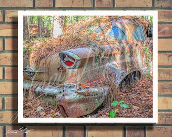 Junkyard Photography, Old Car Picture, Rusty Car Picture, Photo, Print, Car Wall Art, 1957 Oldsmobile Photograph, Hot Rod Decor, Roadside