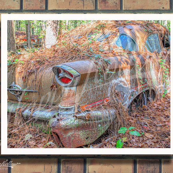 Junkyard Photography, Old Car Picture, Rusty Car Picture, Photo, Print, Car Wall Art, 1957 Oldsmobile Photograph, Hot Rod Decor, Roadside