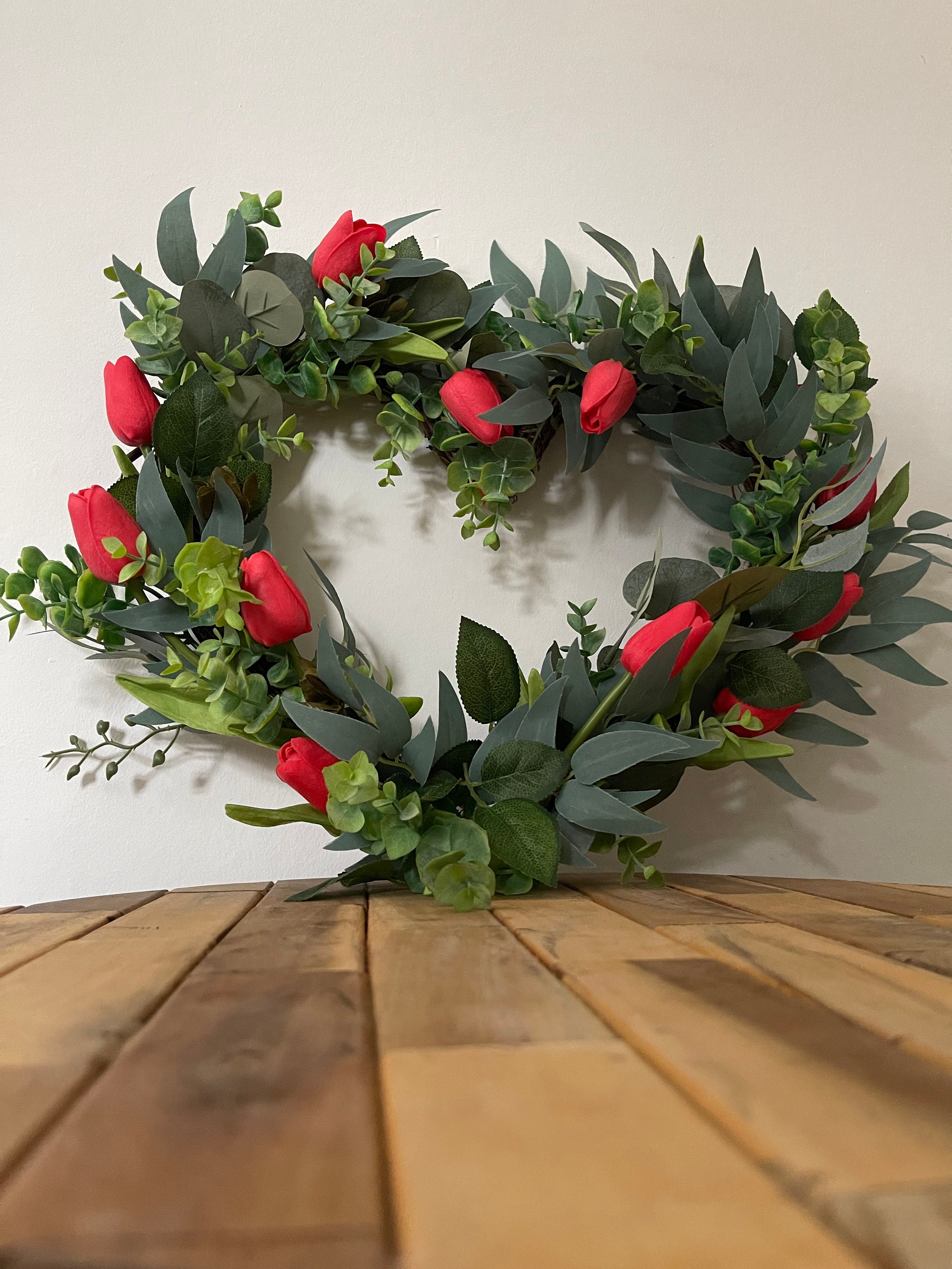 Handmade Wicker Heart Shaped Wreath made with Eucalyptus and Etsy