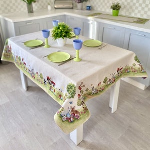 Påskdukar, Påsktextil, Påskduk med Eggs Bunny, Bordslinne för fyrkantigt eller rektangulärt bord, Bordsduk, Hemtextil
