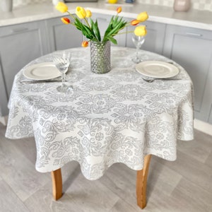 Vintage Floral Tablecloth, Holiday table linens, Wedding tablecloth, Water resistant tablecloth, Circle tablecloth, Polyester table cover