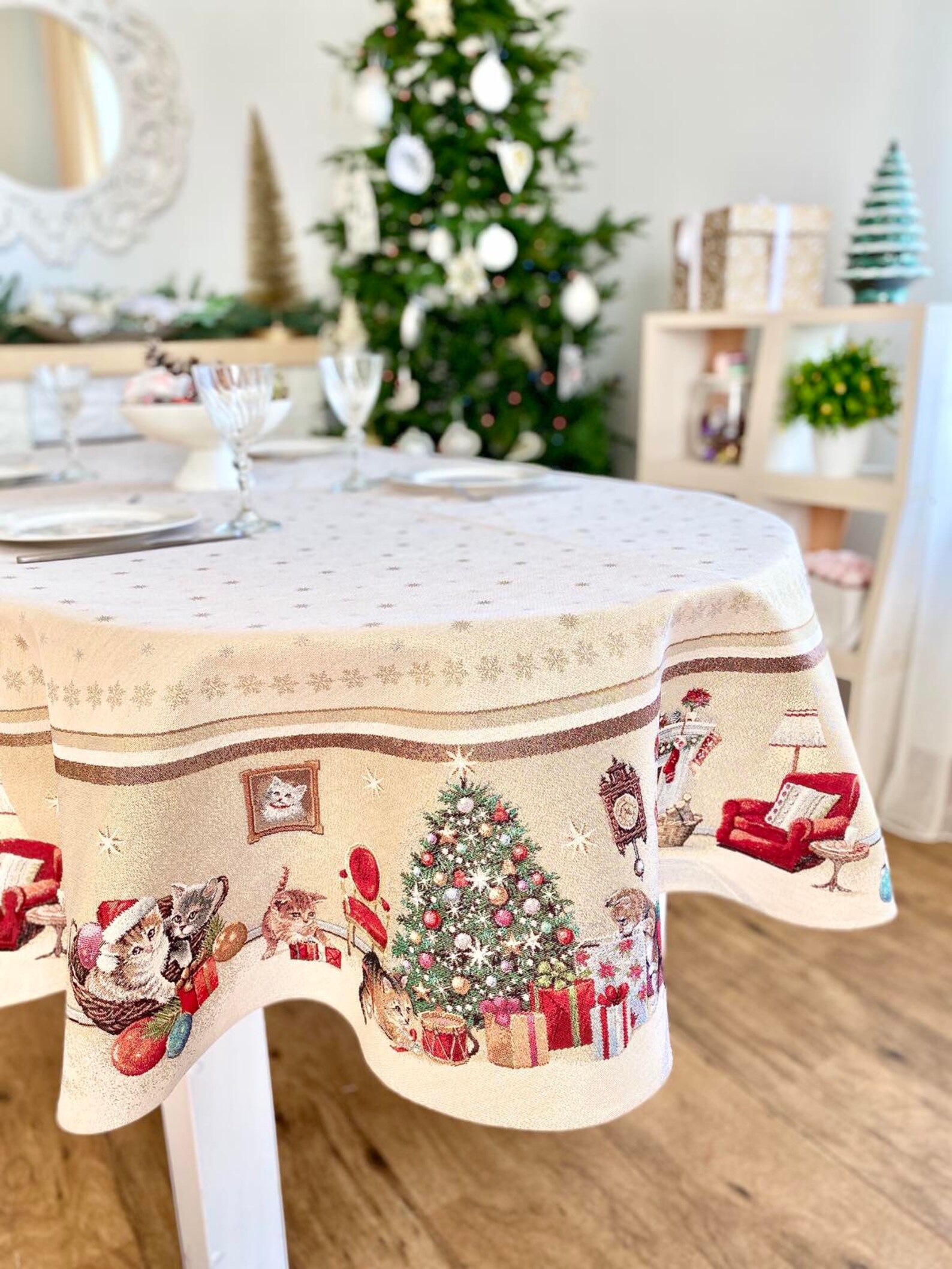 Oval Tablecloth New Year Tablecloth Christmas Table Etsy