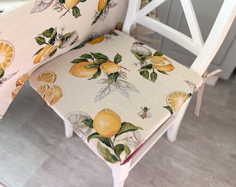 Chair seat cushion, Chair pad, Chair decoration, Tapestry chair pad, Kitchen chair pad, Lemon tapestry chair cushion, Tropical room decor