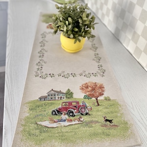 Table runner with Ukrainian motives, Floral ornamented table runner, Ukrainian runner, Tapestry table runner, Ukrainian design