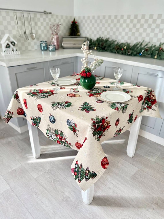 Rectangular christmas tablecloth deals