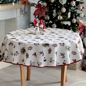 Custom size New Year table cloth, Tapestry tablecloth, Christmas tablecloth, Christmas table cover, Holiday New Year tablecloth