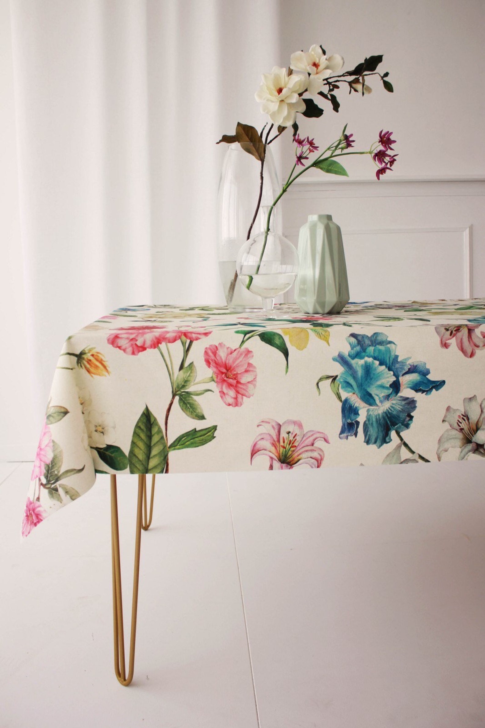 Home Tablecloth Water Repellent Cotton Outdoor Home Textile Etsy