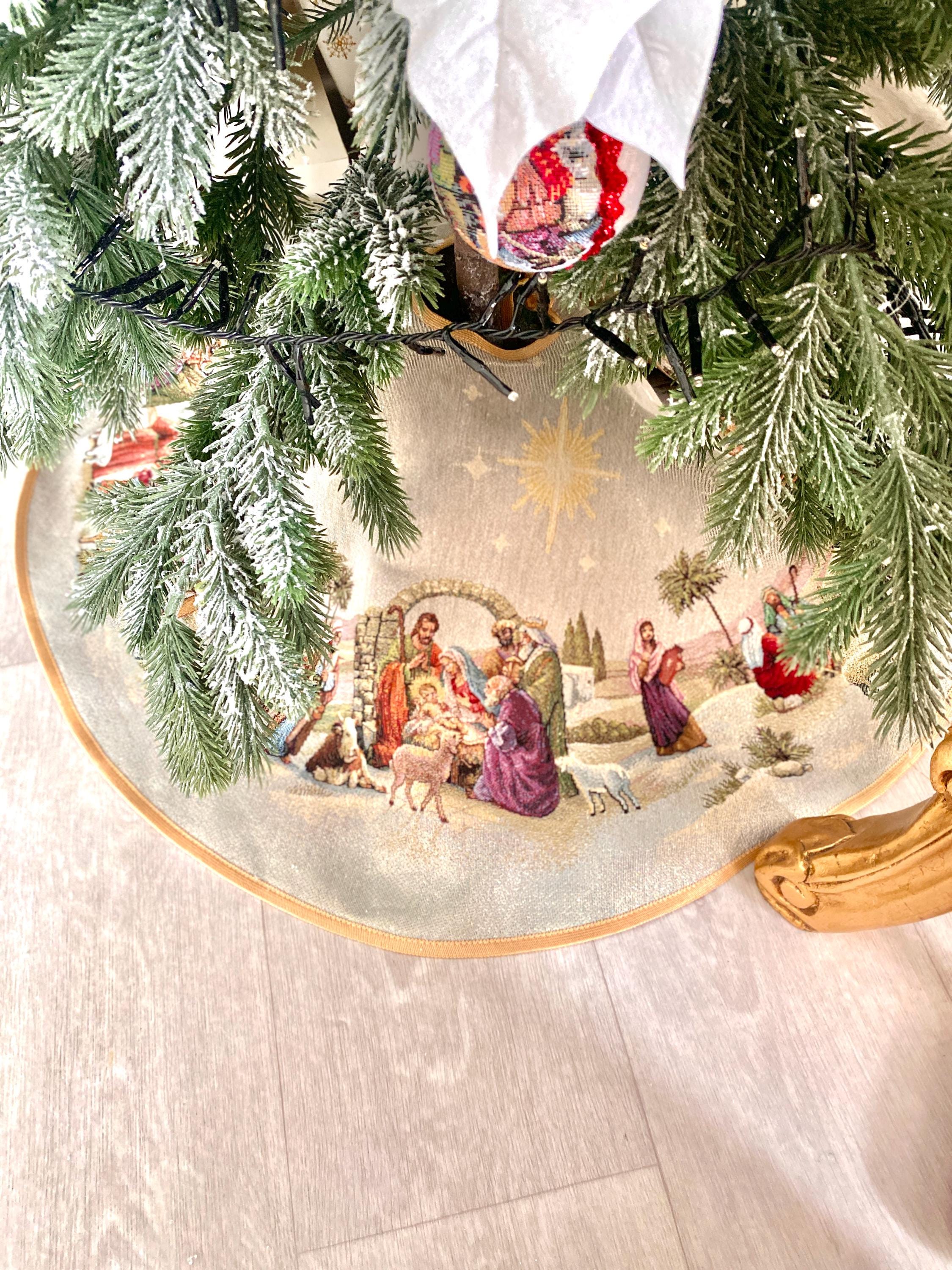 Tapis De Sapin De Noël 91,4 Cm - Style Vintage, Anti-aiguilles, Protège Sol - Déco Fête, Noël, Mariage, Événement