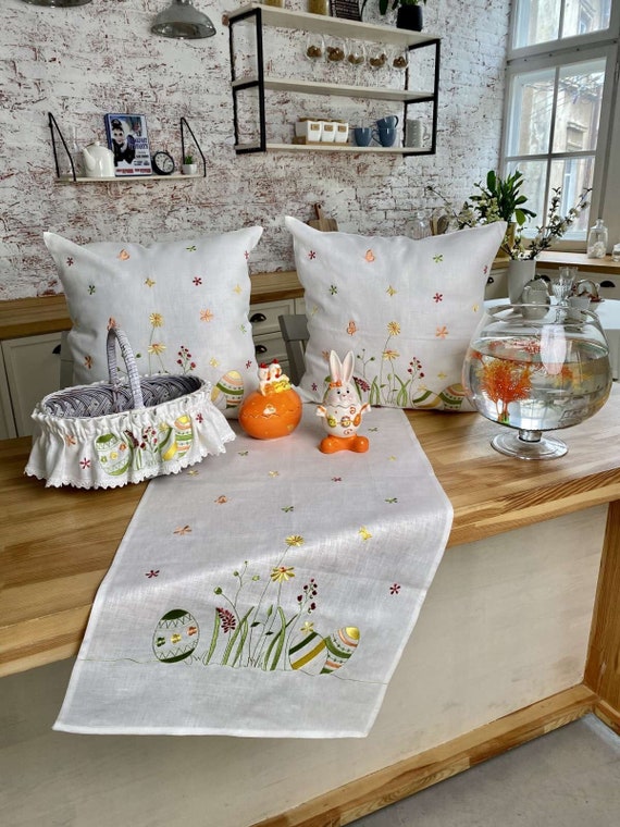 1/4/6/8 pezzi Tovagliette pasquali da 12x18 pollici, coniglietto di Pasqua, decorazioni per la primavera, stile fattoria, a pois, in juta, tappetini da interno per tavolo domestico | SHEIN ALIA