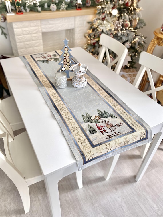 Tischläufer Weihnachten, Tischläufer Weihnachten, Tischläufer Weihnachten, Tischläufer Weihnachten, silberfarben, Weihnachten Wohndekor