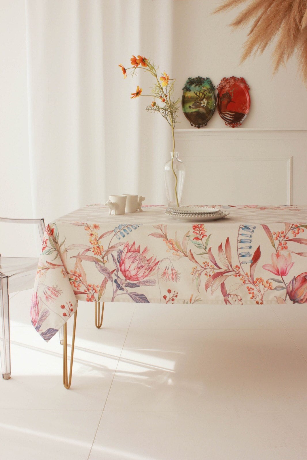 Home Tablecloth, Water Repellent Cotton Outdoor Home Textile, Kitchen