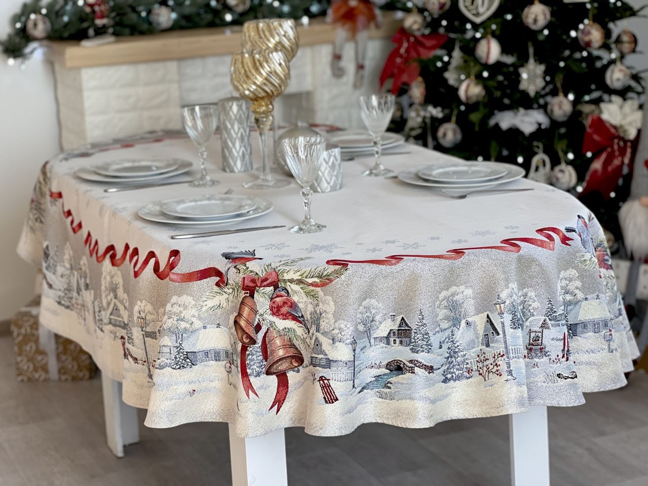 Christas Table Cloth, Red Christas Tablecloth Rectangular Party Table