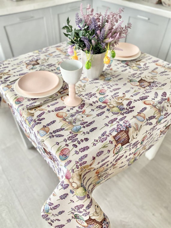 Tovaglia pasquale color lavanda floreale con coniglietti e uova, tovaglia  arazzo, tovaglia da cucina e tavolo da pranzo, regalo di Pasqua per la  famiglia -  Italia