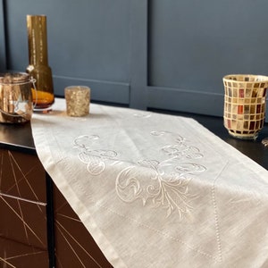 Home Textile, Linen Tablecloth, Table Runner, Basic 100% Linen Runner, Linen Runner, Textile Decor, Linen Textile, Embroidered Table Runner