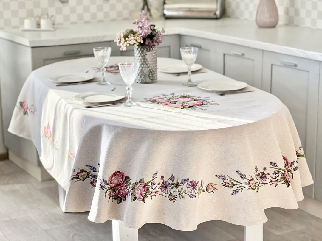 Spring Flowered Tablecloth, Table Cloth Classic, Lavender Flower ...
