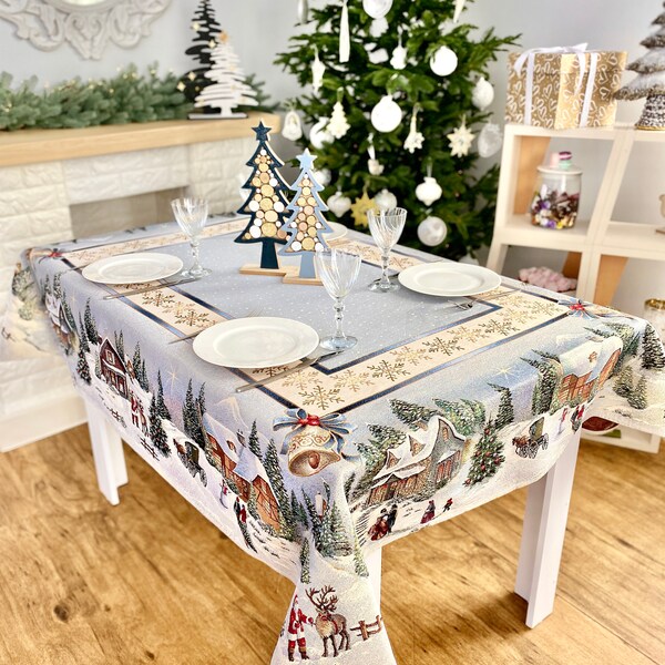 Christmas Tablecloth Etsy