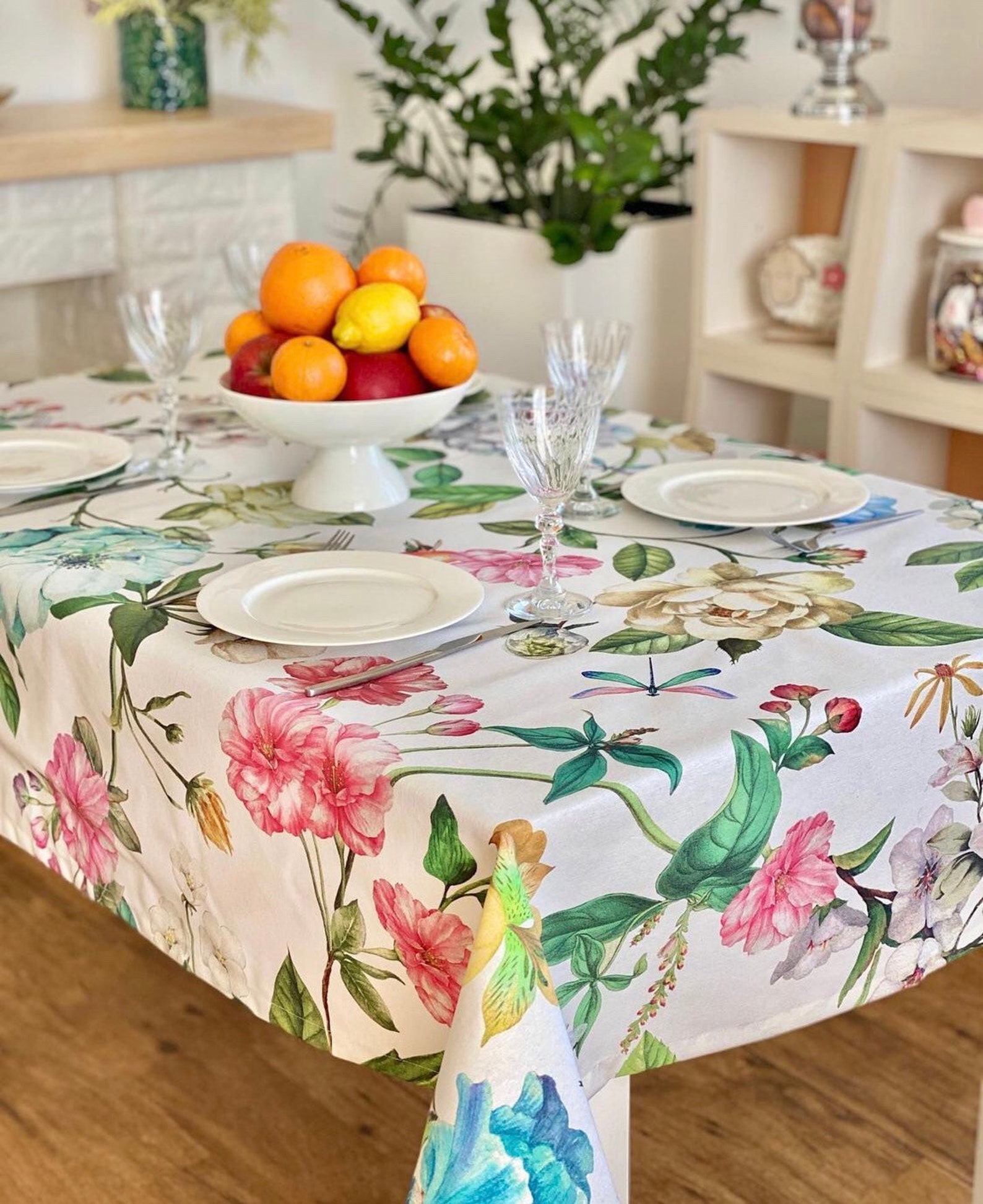 Home Tablecloth Water Repellent Cotton Outdoor Home Textile Etsy