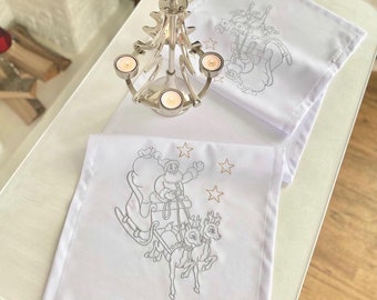 雪の舞う #3 機械刺繍デザイン クリスマス 新年 休日 テーブルクロス
