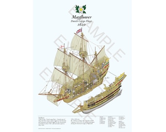 Mayflower 1620 Cutaway Poster Art Print par Donn Thorson