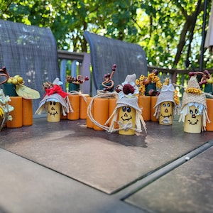 Wine cork pumpkin & scarecrow Fall décor Cutest set of two upscaled wine cork decorations Wine lover gift Favorite season is Fall USA