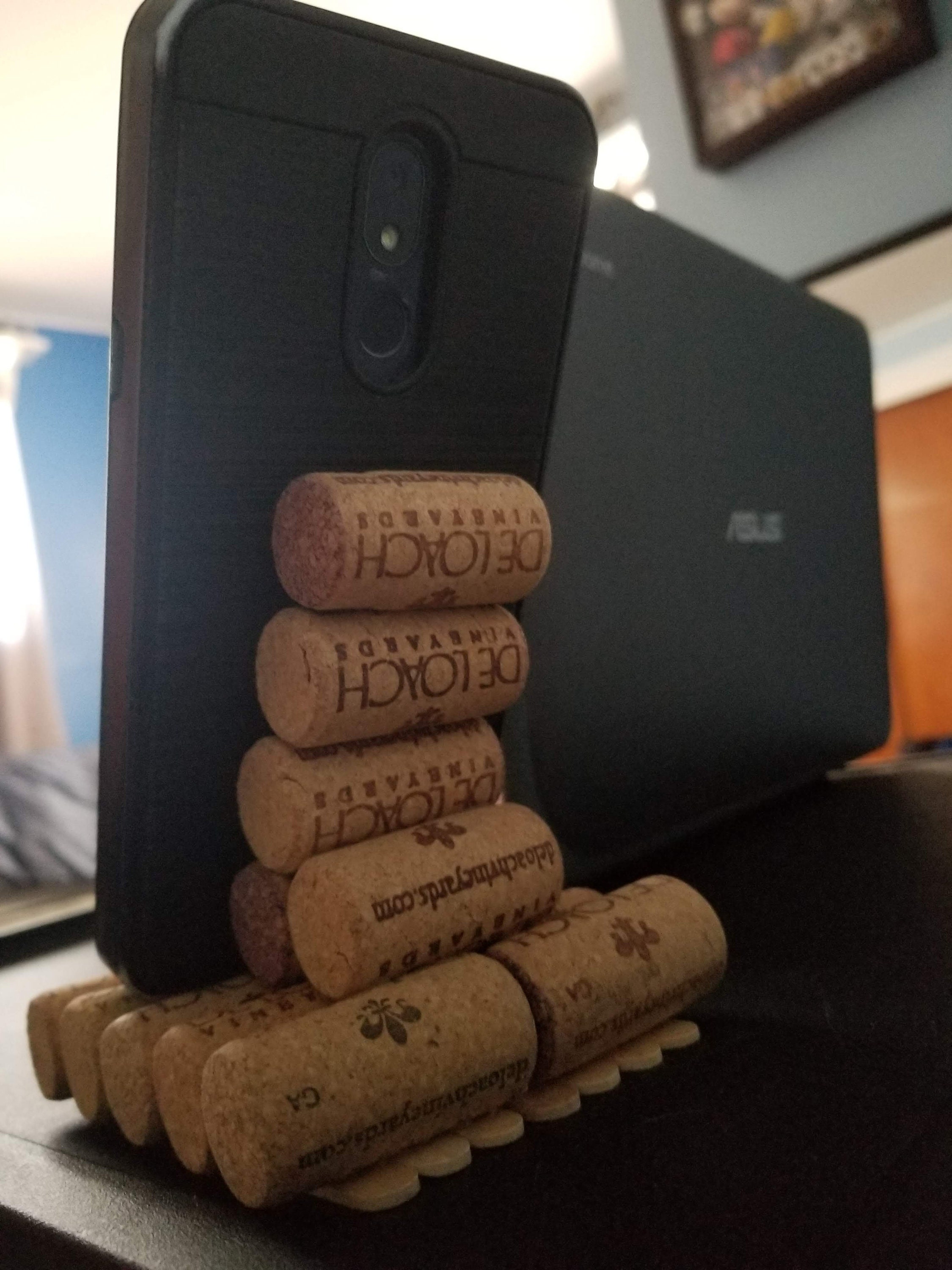Handmade Upcycled Wine Cork Cell Phone Holder Kitchen Decor Bedroom